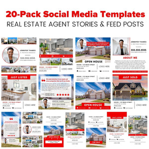 Red Elevated Agent Social Media Template 20-Pack