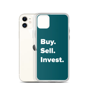 Buy. Sell. Invest. Dark Blue iPhone Case