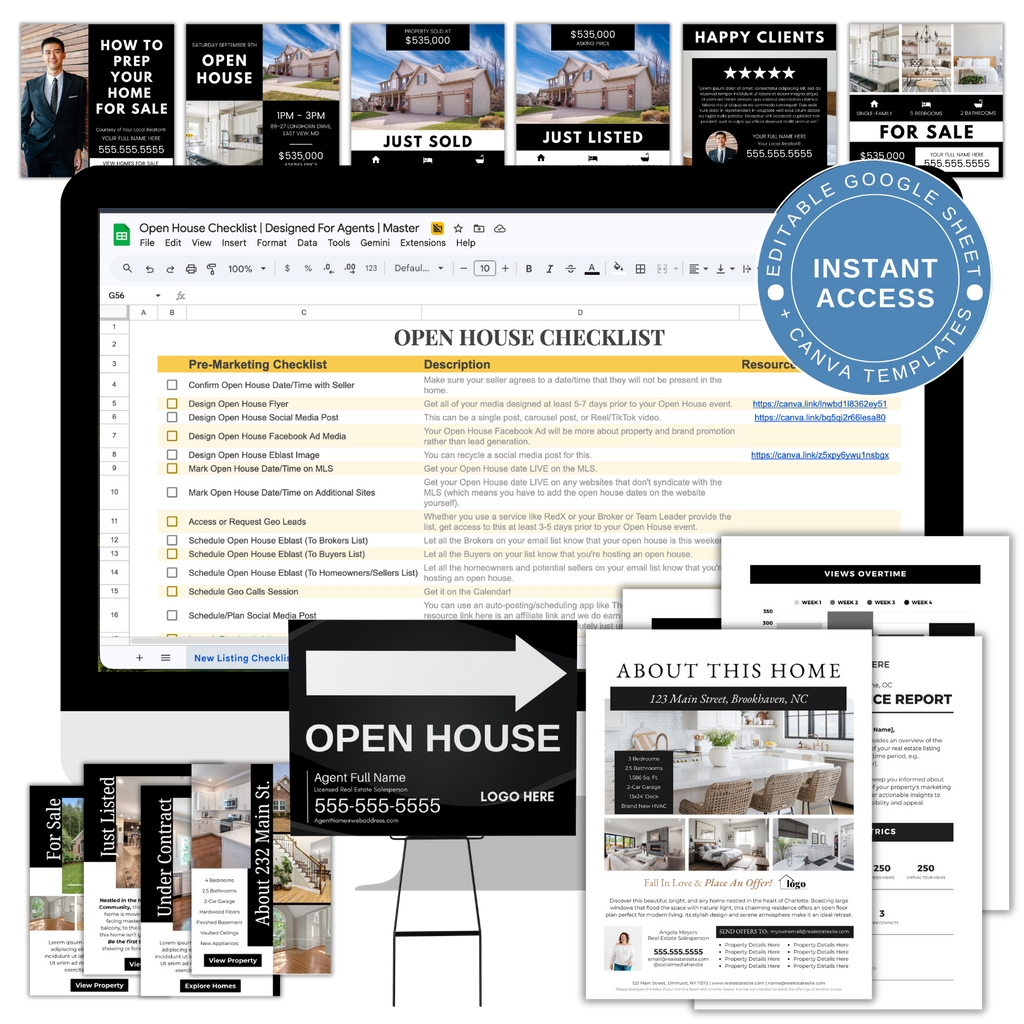 Open House Checklist - Real Estate Google Sheet Tool