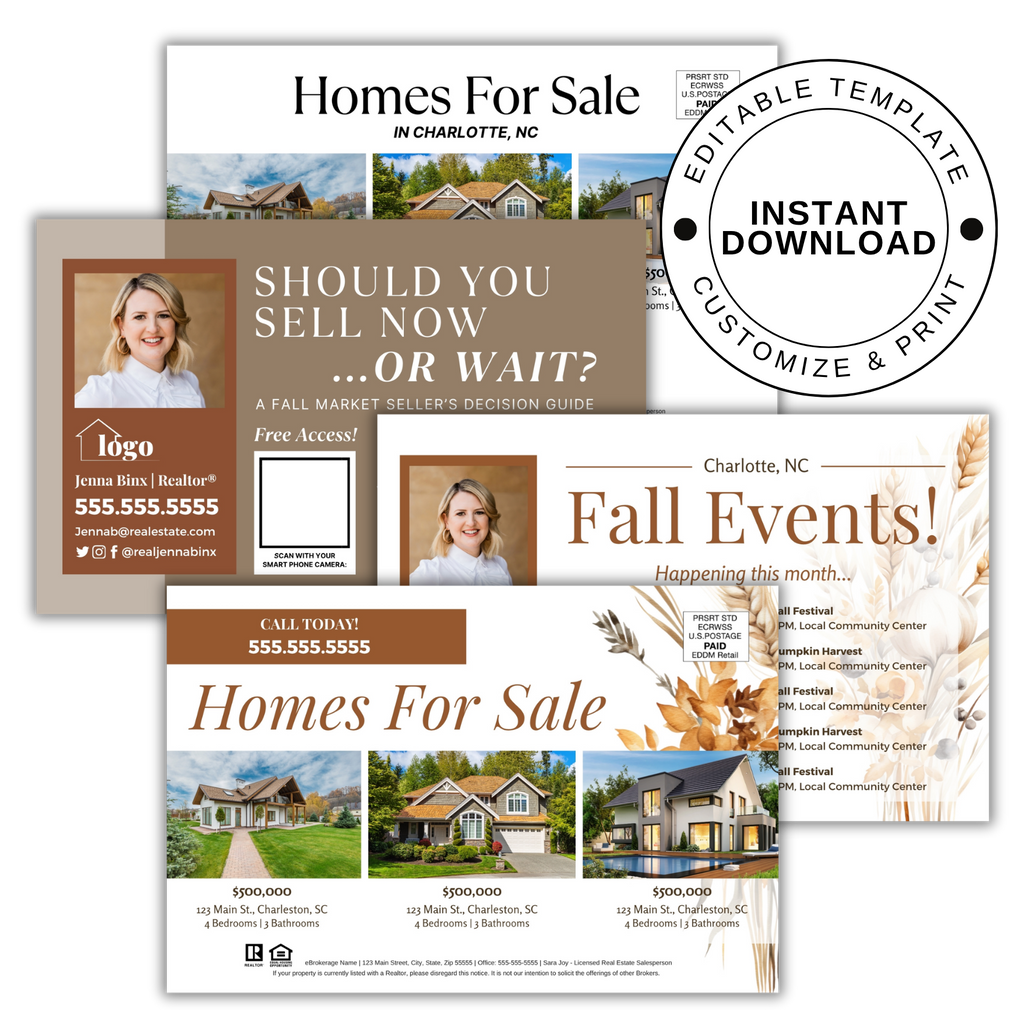 Fall Market Themed Real Estate Postcards (2-Pack)