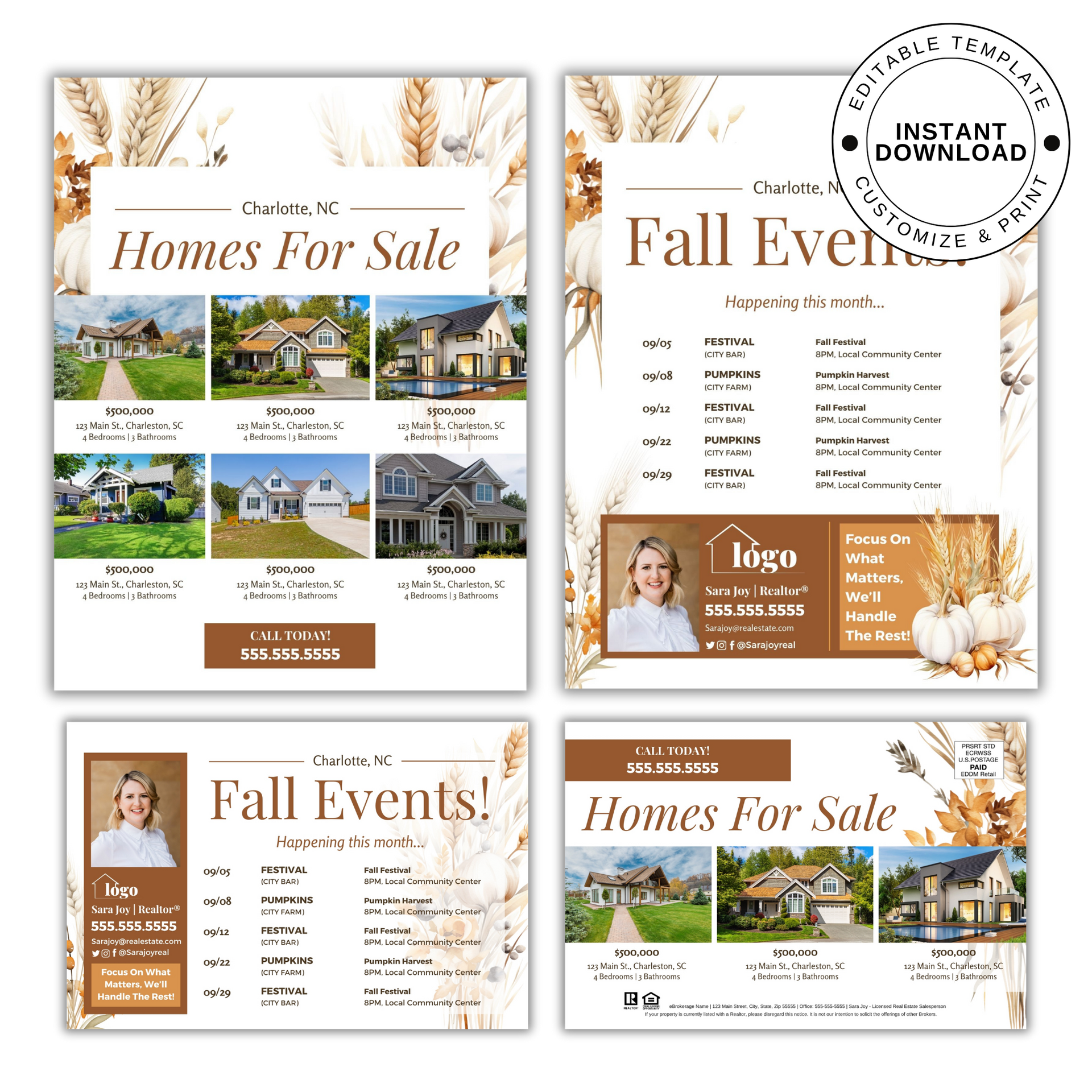Fall Harvest Themed Postcard & Flyer