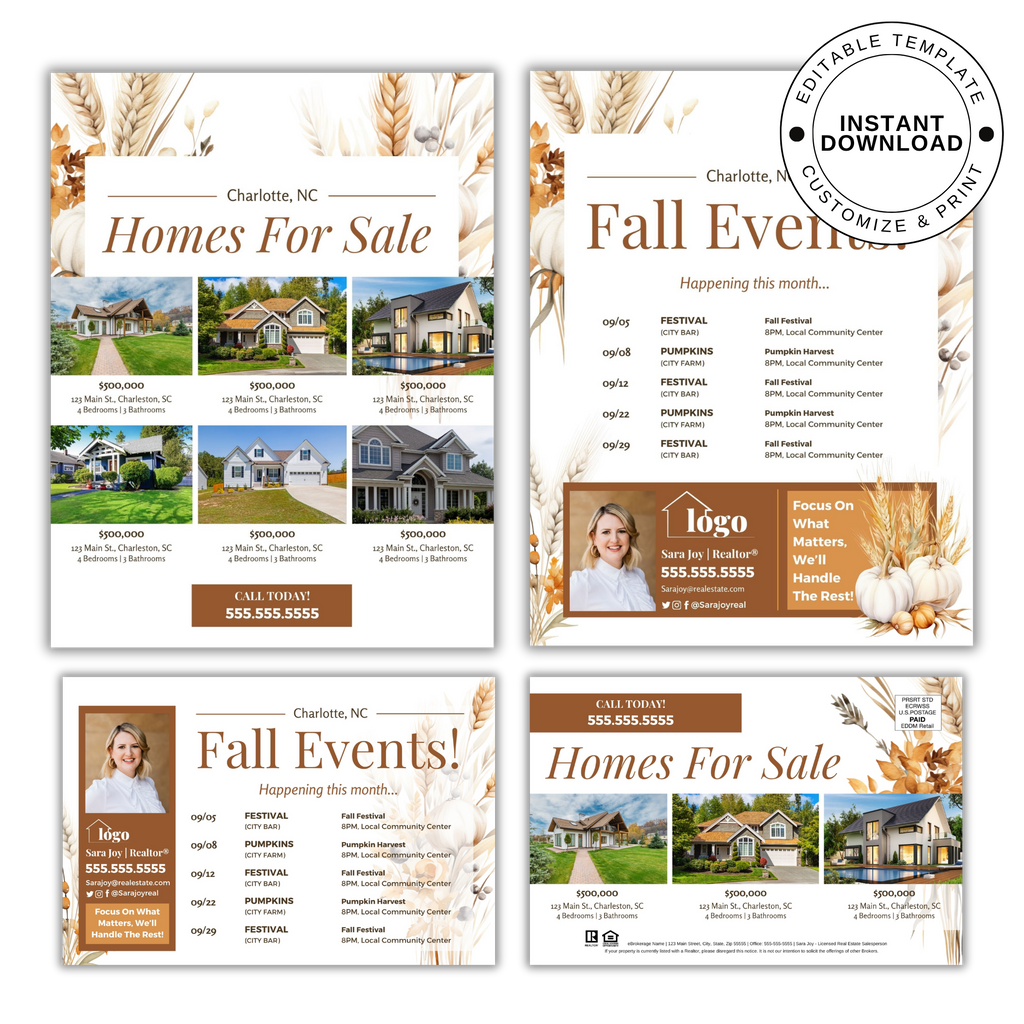 Fall Harvest Themed Postcard & Flyer