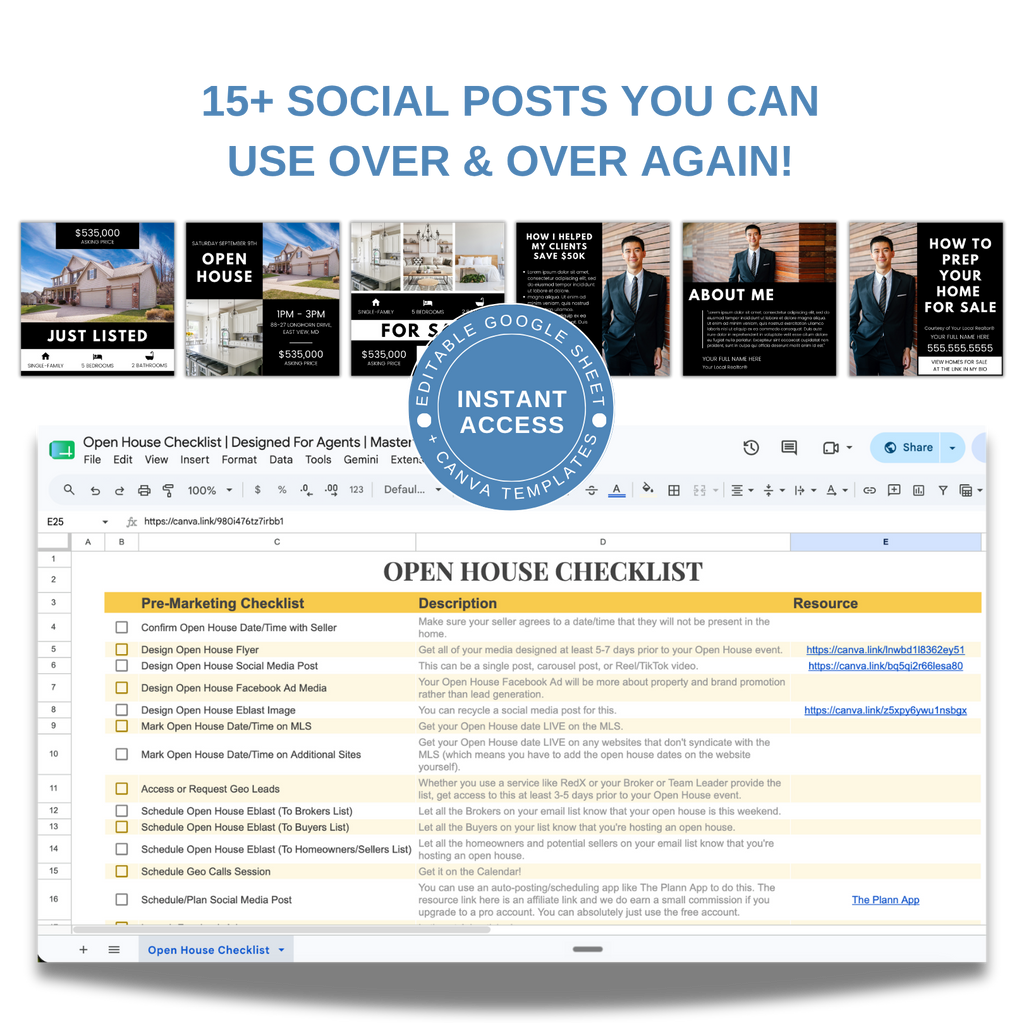 Open House Checklist - Real Estate Google Sheet Tool