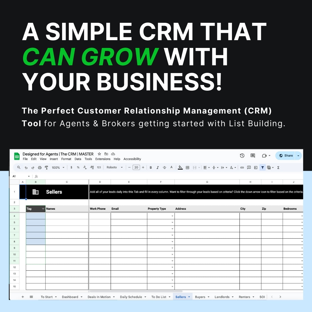 Agent Command Hub - Real Estate CRM (Google Sheet Tool)