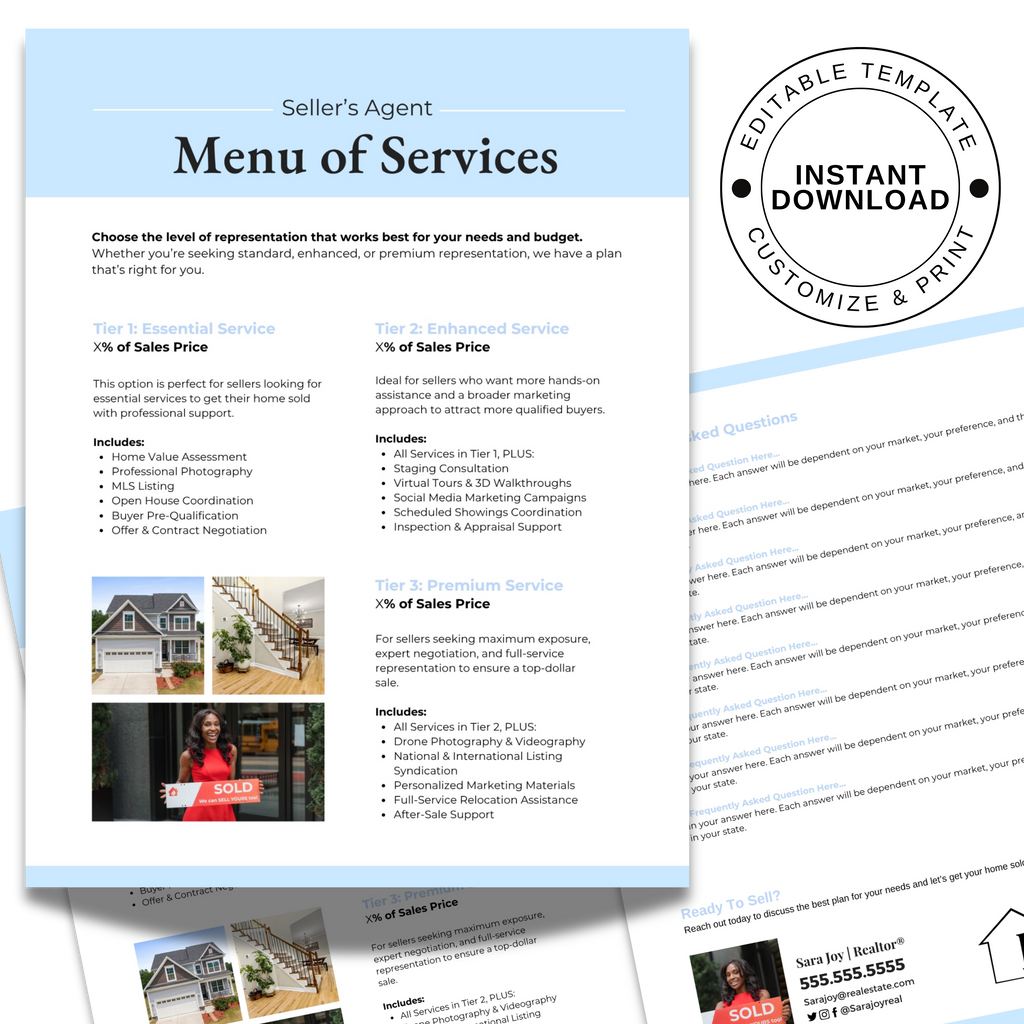 Menu of Services - Sellers Agent