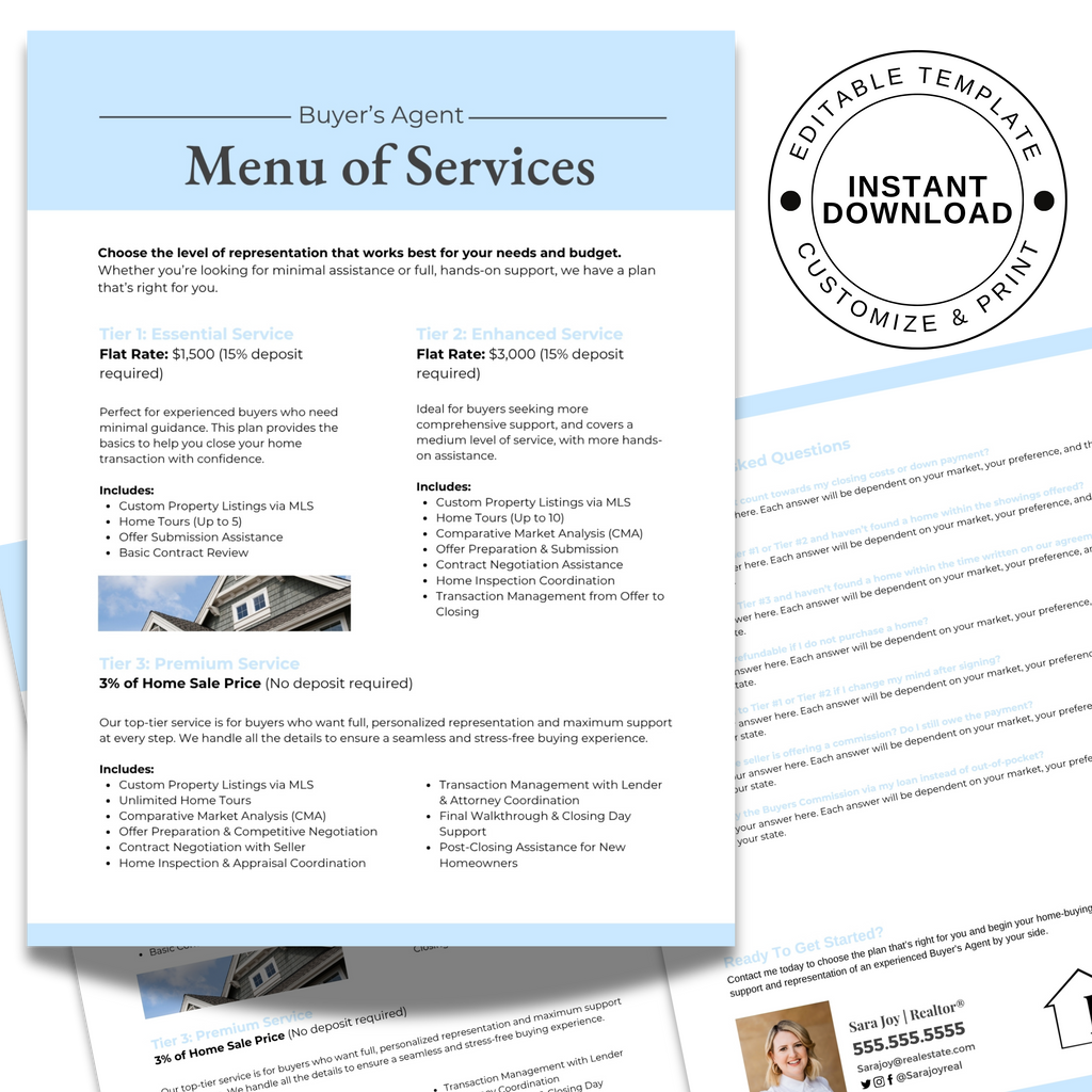 Menu of Services - Buyers Agent
