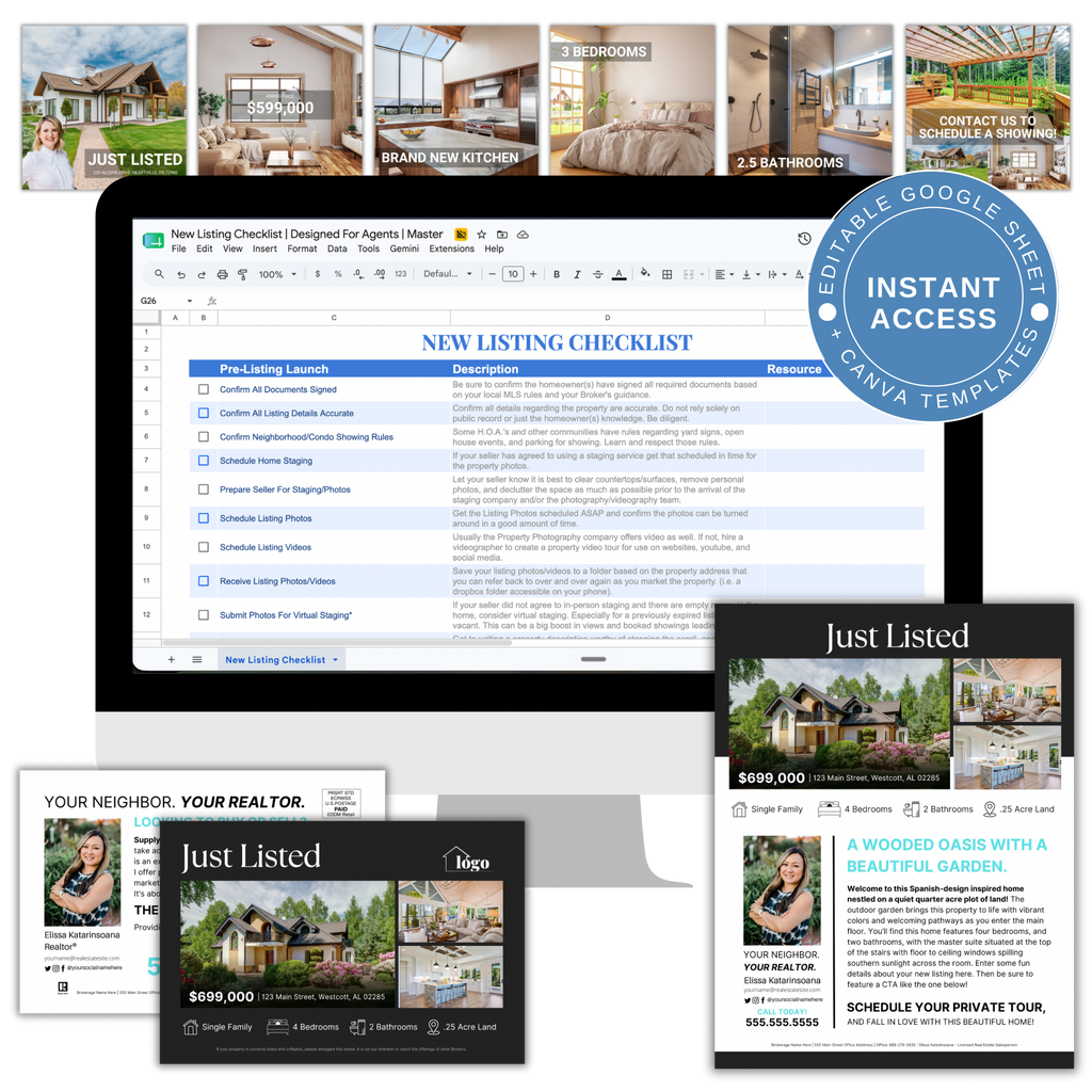 New Listing Checklist - Real Estate Google Sheet Tool