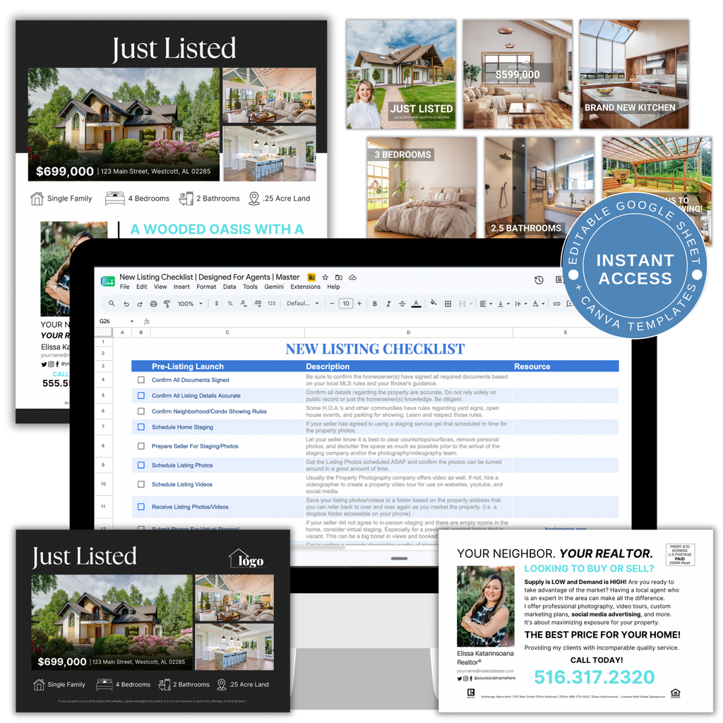 New Listing Checklist - Real Estate Google Sheet Tool