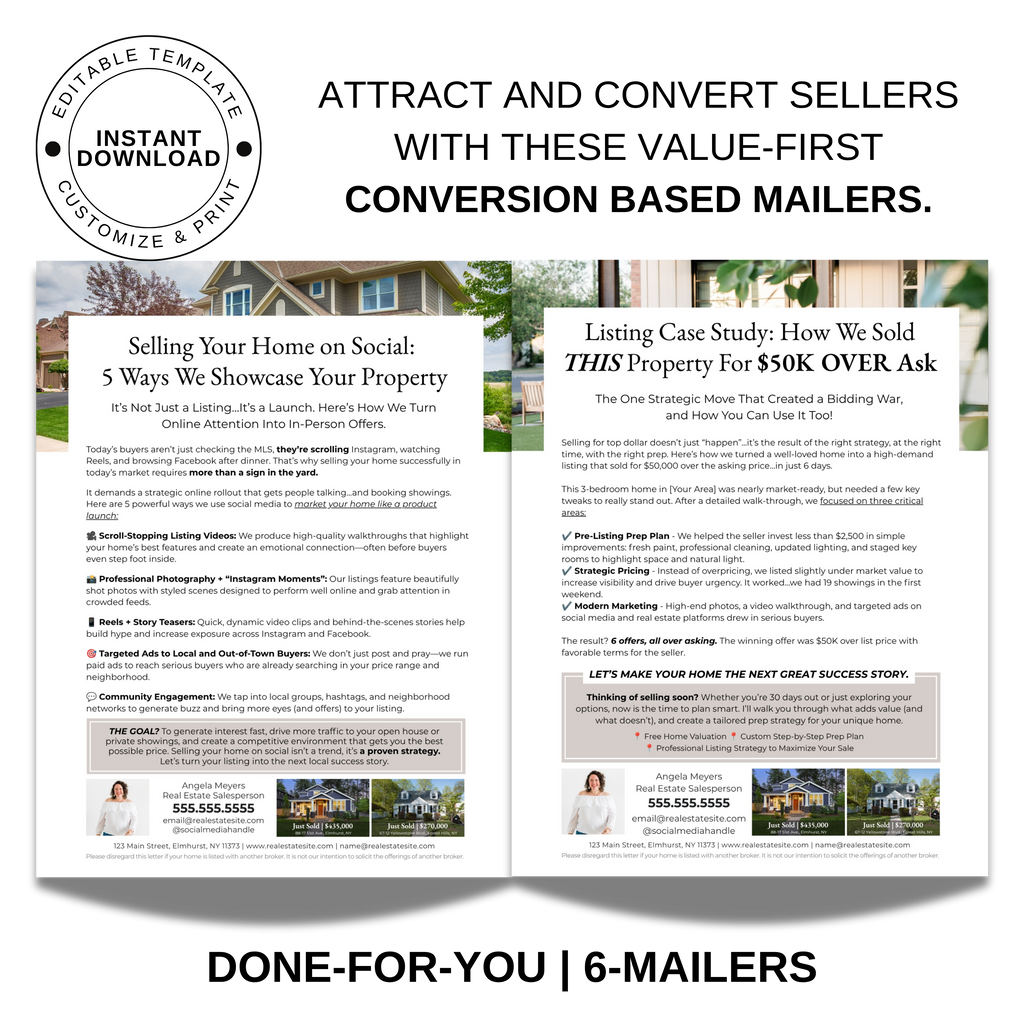 Real Estate Conversion Based Mailer Letters - Attract Local Sellers