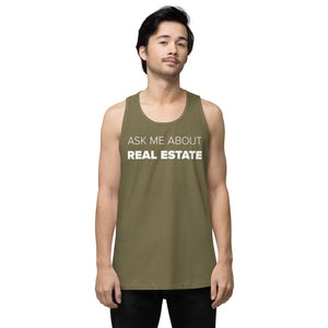Tactical Green Ask Me About Real Estate Men’s Muscle Tank