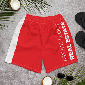 Red Ask Me About Real Estate Men's Athletic and Swim Shorts