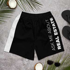 Black Ask Me About Real Estate Men's Athletic and Swim Shorts