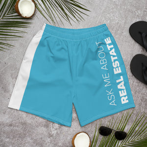 Aqua Ask Me About Real Estate Men's Athletic and Swim Shorts