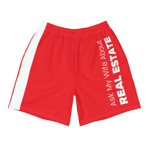Red Ask My Wife About Real Estate Men's Athletic and Swim Shorts