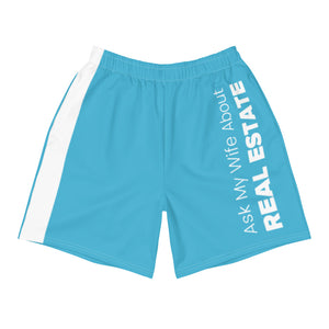 Aqua Blue Ask My Wife About Real Estate Men's Athletic and Swim Shorts