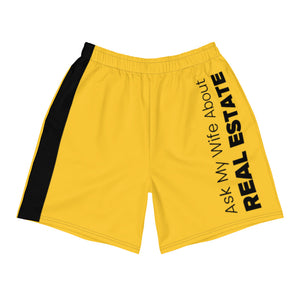 Yellow Ask My Wife About Real Estate Men's Athletic and Swim Shorts