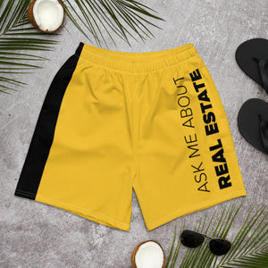 Yellow Ask Me About Real Estate Men's Athletic and Swim Shorts