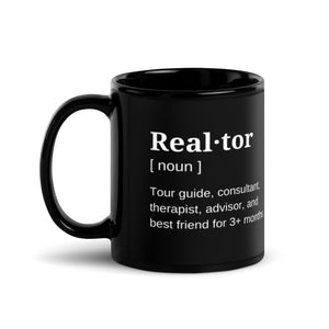 Real·tor Definition Black Glossy Mug