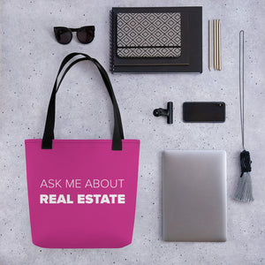 Ask Me About Real Estate Pink Tote bag