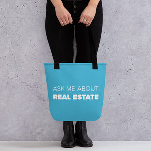 Ask Me About Real Estate Teal Tote bag