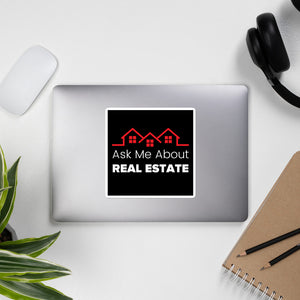 Black Ask Me About Real Estate Decal