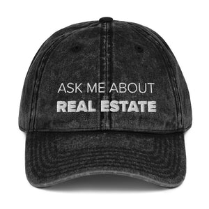 Ask Me About Real Estate Vintage Cotton Twill Cap